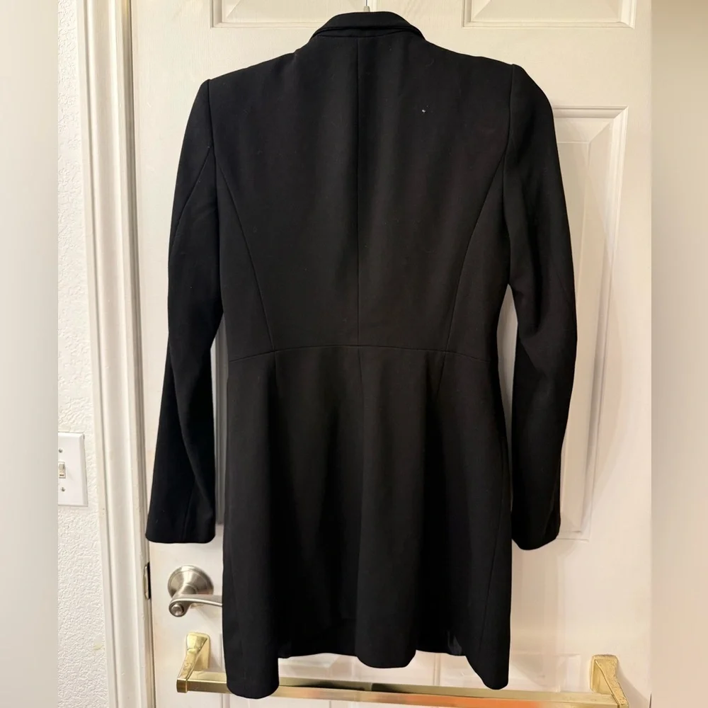 Zara Black Longline Open-Front Blazer Jacket - Picture 2 of 2